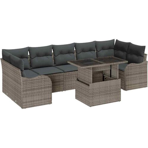  Sjedeća garnitura za vrt 8 kom. 7-Broj sjedala Siva Poli Ratan 289 x 122,5 x 85 cm Slike