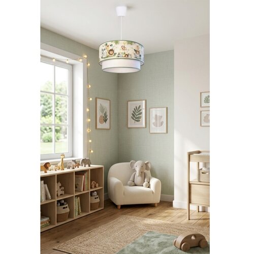  Brilagi-LED Dečiji luster na sajli BOBO 1xE27/10W/230V prečnik 40 cm krem./zel./džungla Slike