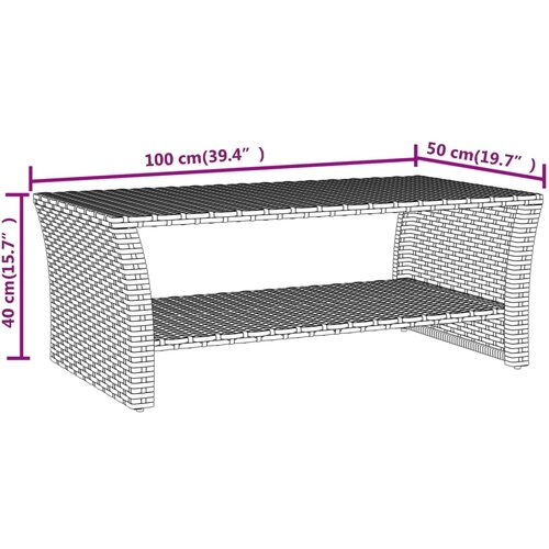  Stolić za kavu sivi 100 x 50 x 40 cm od poliratana Slike