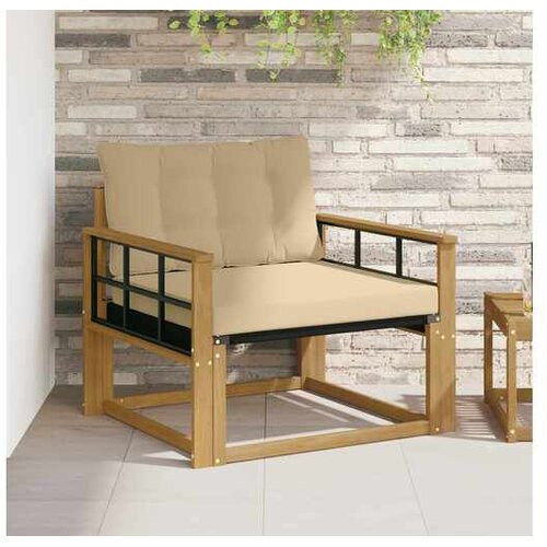 vidaXL Set vanjskih sofa Čvrsto drvo akacije i Textilene Bijela - Bijela i bež Mreža Cijene