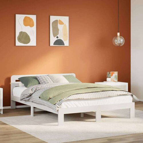 vidaXL Posteljni okvir brez vzmetnice bel 150x200 cm trdna borovina Cene
