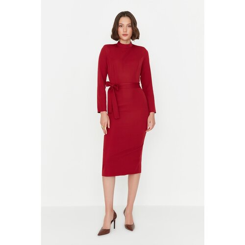 Trendyol Claret Red Tie Detailed Dress Slike