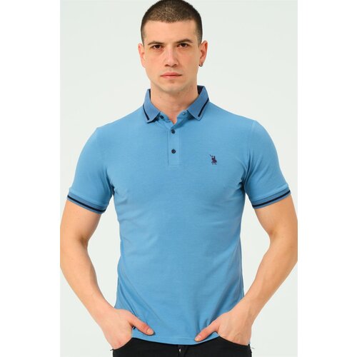 Dewberry T8586 MEN'S POLO NECK T-SHIRT-PLAIN INDIGO Slike