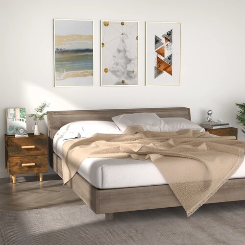 Furnova Nočna omarica 2 kosa dimljeni hrast 40x35x47,5 cm, (21927045) Slike