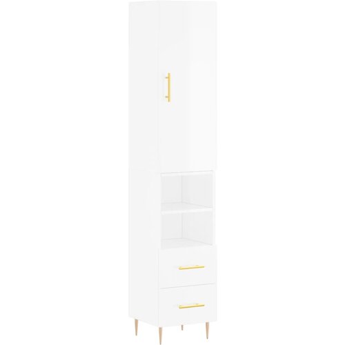 Maison Chic Visoka omara - Komoda - Predalnik visok sijaj bela 34,5x34x180 cm inženirski les, (21722186) Slike