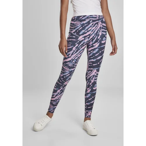 Urban Classics Ladies High Waist Tie Dye Leggings Darkshadow/pink