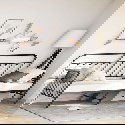 vidaXL Posteljni okvir Črna 90x190 cm Jeklo Cene