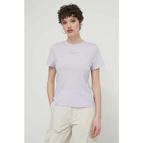 Tommy Jeans Pamučna majica za žene, boja: ljubičasta