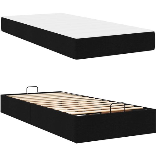  Okvir kreveta s madracem 2 kom. Crna tkanina 90 x 190 cm Slike