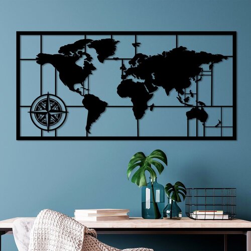 Wallity Zidna dekoracija World Map 9-L, 50 x 101 cm, Crna Cene