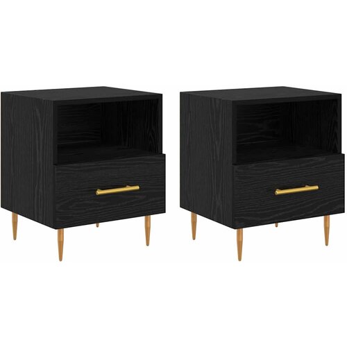  Noćni ormarić 2 pcs Crna 40 x 35 x 47,5 cm Konstruirano drvo Slike