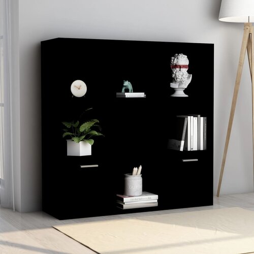 VidaXL Knjižna omara črna 98x30x98 cm iverna plo&amp;scaron;ča Slike