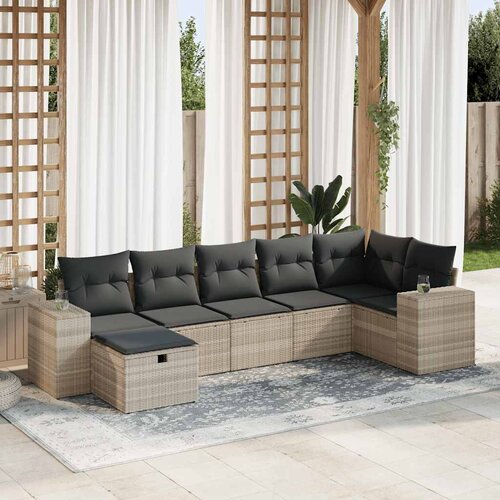 vidaXL 7-dijelni set vrtnih sofa svjetlosivi od poliratana Cijene