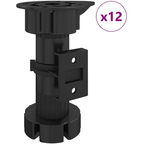  Noge namje&amp;scaron;taja Podesiva 2 pcs Crna 46 x 46 x 128 mm PP Slike