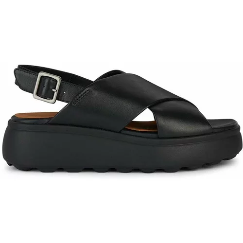 Geox Kožne sandale D SPHERICA EC4.1 S za žene, boja: crna, s platformom, D45D4A 00085 C9999