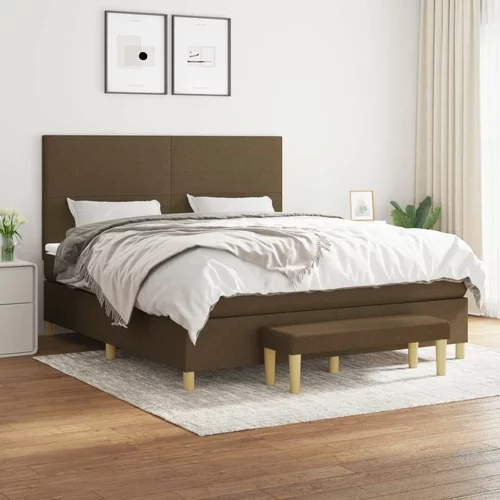  Box spring postelja z vzmetnico temno rjava 180x200 cm blago, (20902090)