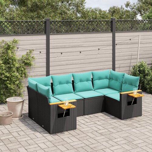 vidaXL 6-dijelni set vrtnih sofa od poliratana s jastucima crni Cijene
