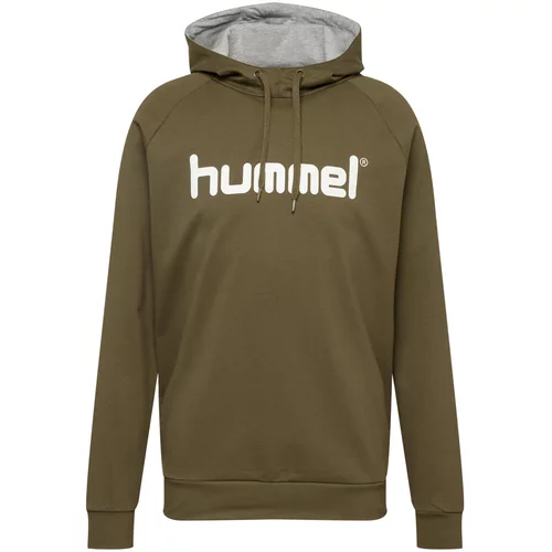 Hummel Sportska sweater majica maslinasta / bijela