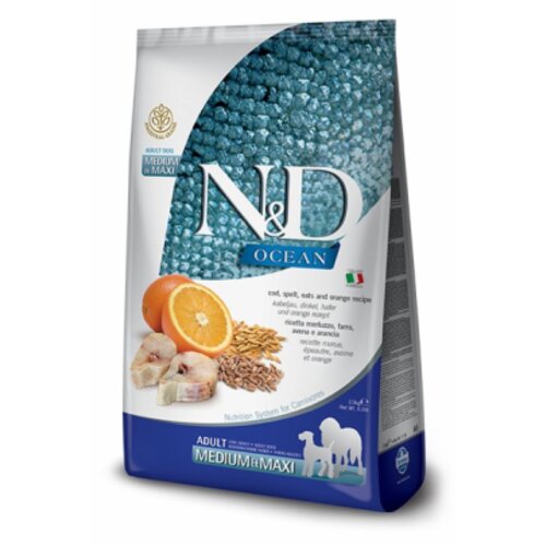 Farmina n&d ocean hrana za pse codfish,spelt,oats&orange medium&maxi 2,5kg Cene