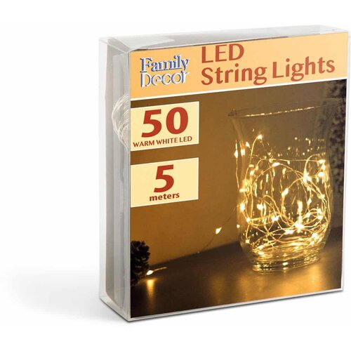 Family 5m božično - novoletne micro LED lučke na baterije 3 x AA toplo bele Slike