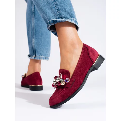 SHELOVET Burgundy women's lords with crystals