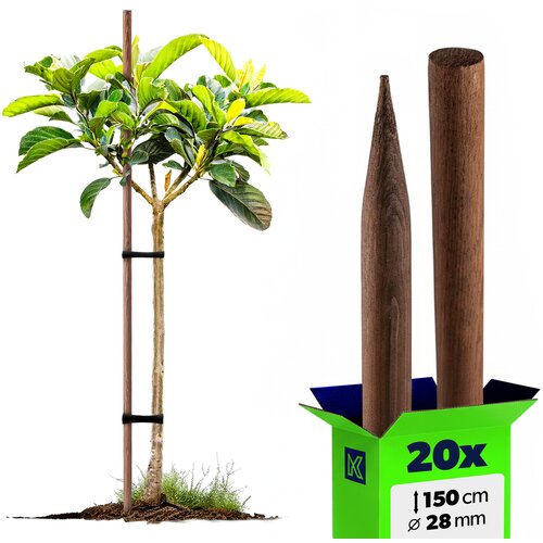 KADAX Leseni koli, nabru&amp;scaron;eni, impregnirani koli 150 cm, podporna palica Fi 28 mm 20x, (5000362548) Slike