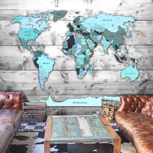  Tapeta - World Map: Blue Continents 100x70 Slike
