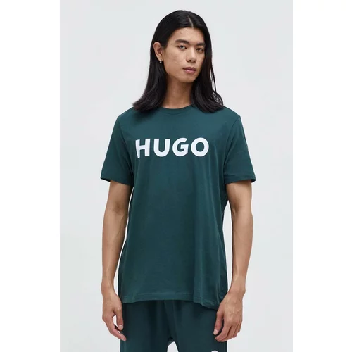 Hugo Bombažna kratka majica zelena barva