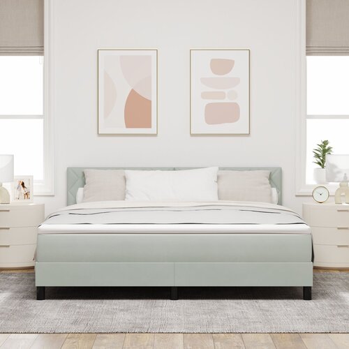 VidaXL Box Spring Krevet s Madracem i LED Osvjetljenjem Sivo 180x200 cm Bar&amp;scaron;un Slike