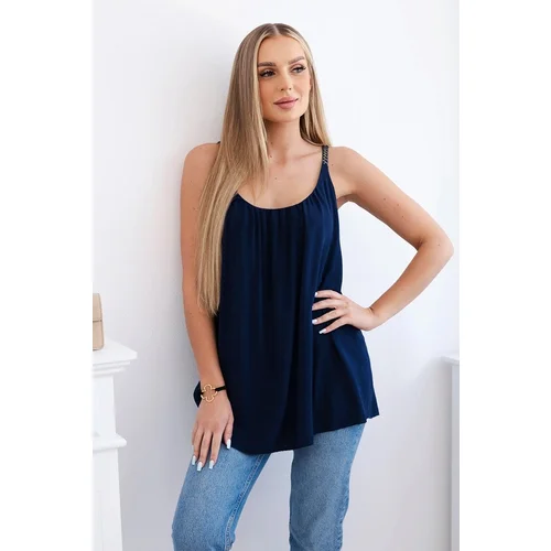 Kesi Viscose blouse with straps navy blue