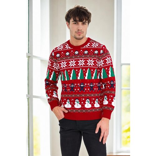 Dewberry 82363 Christmas Mens Sweater-RED Cene