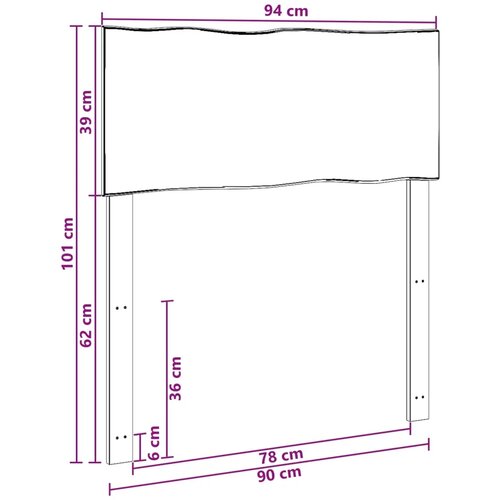  Uzglavlje s prirodnim rubom ROSTOCK Bjeljenje 90 cm - Bjeljenje 90 cm Slike