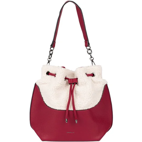 Shelvt Red women's handbag with lamb fur