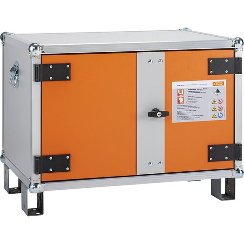 Cemo Varnostna omara za polnjenje akumulatorjev PREMIUM, z nogami, višina 620 mm, 230 V, oranžne/sive barve Cene