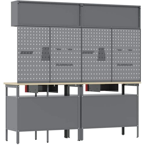  Set radnog stola 8 pcs Crvena i siva Čelik s prahom premazan Slike