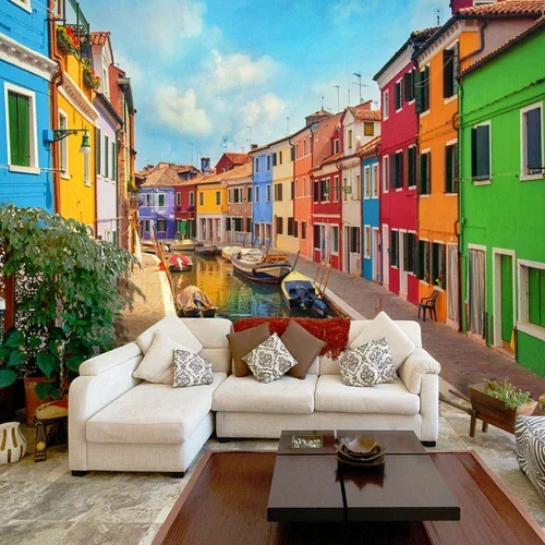  tapeta - Colorful Canal in Burano 100x70