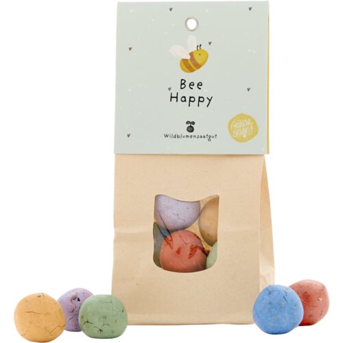  Semenske kroglice v papirnati vrečki s sporočilom &amp;quot;Bee Happy&amp;quot; - 1 pkt. Slike
