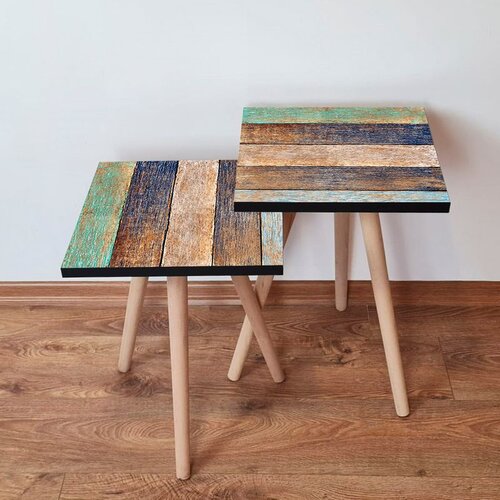 Hanah home 2Shp115 - green greennavy bluebrownbeige nesting table (2 pieces) Cene