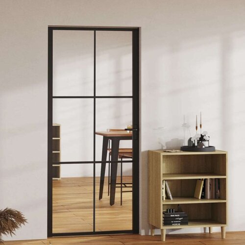 Sobna Notranja vrata ESG steklo in aluminij 93x201,5 cm črna, (20766414) Cene