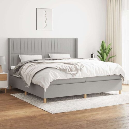  Krevet s oprugama i madracem svjetlosivi 200 x 200cm od tkanine Slike