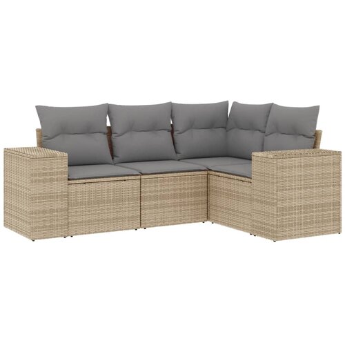 vidaXL 4-dijelni set vrtnih sofa s jastucima bež od poliratana Cijene