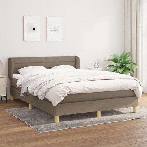 VidaXL Box spring postelja z vzmetnico taupe 140x200 cm blago Slike