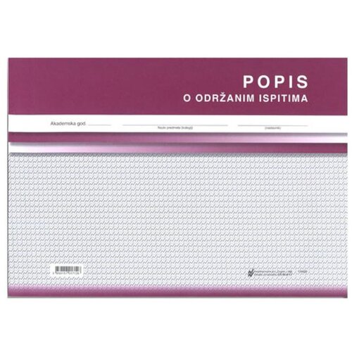 NARODNE NOVINE-UT XI-9-17 POPIS O ODRŽANIM ISPITIMA; Blok 100 listova, 29,7 x 21 cm Cene