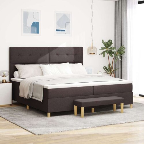  Postelja z vzmetnico in klopjo Temno rjava 200x200 cm Tkanina, (22084086) Slike
