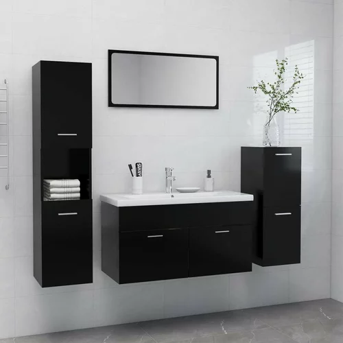  Komplet kopalniškega pohištva črne barve iverna plošča, (20909167)