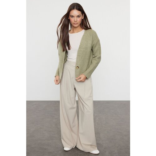 Trendyol Khaki Deep Collar Knitwear Cardigan Slike