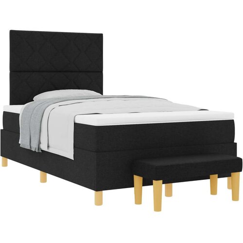 vidaXL Box Spring Krevet s Madracem i Klupom Crni 120x190 cm Tkanina Cene