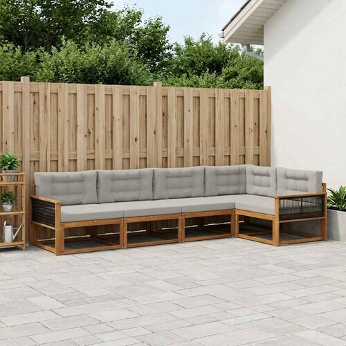  Set vanjskih sofa 6 kom. Prirodna i Svjetlosiva Cene