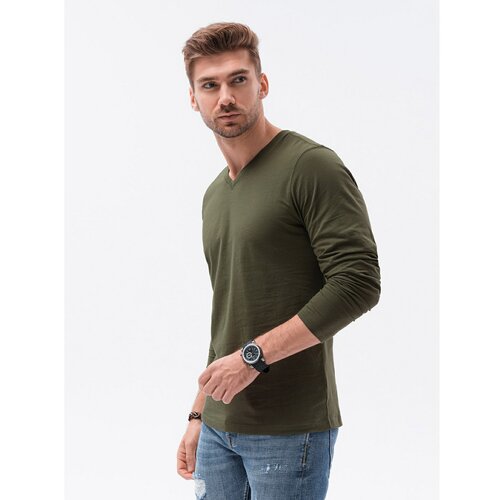 Ombre muška majica sa dugim rukavima maslinasto zelena L136 Cene