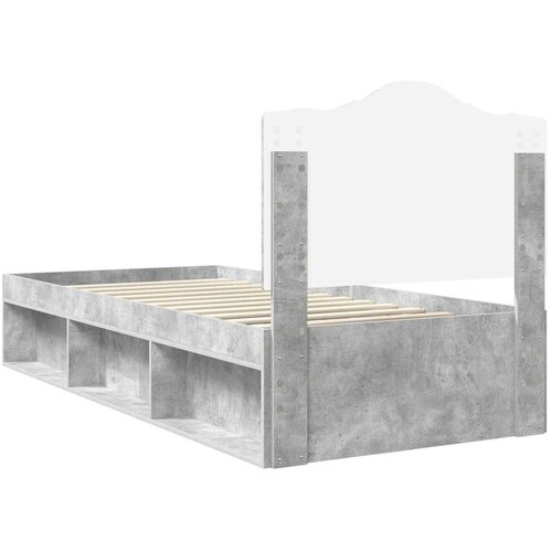  Okvir za krevet s uzglavljem Betonska siva 100 x 200 cm Slike